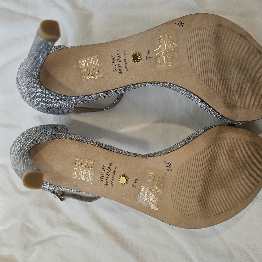 Stuart Weitzman Silver Women's Heels Size 7 1/5 - Picture 4 of 4